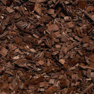Colored wood chip mulch 20-40mm – brown, eco-friendly and durable ground cover for landscaping and playgrounds.