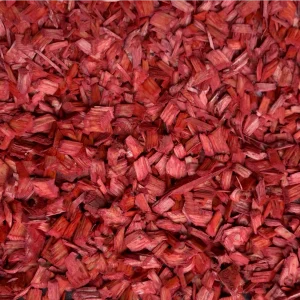 Red decorative mulch – high-quality wood chips for garden landscaping