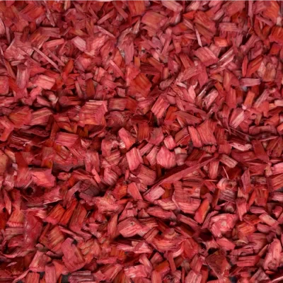 Red wood mulch for garden decoration Red decorative mulch – high-quality wood chips for garden landscaping